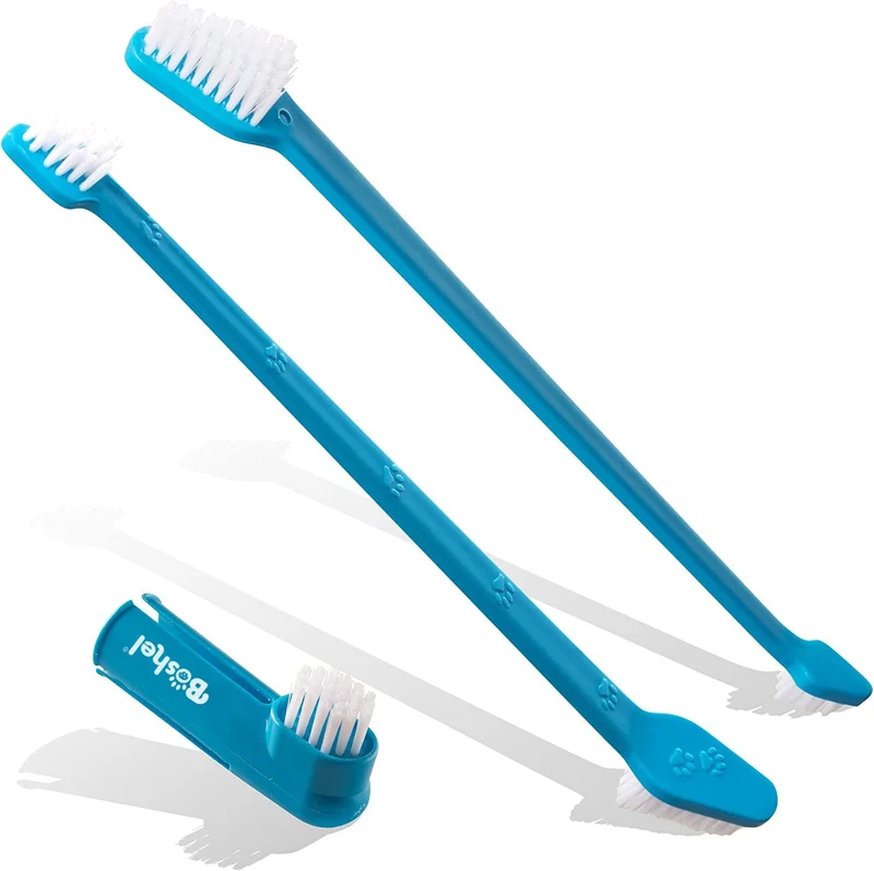 Boshel Brosse Dentaire pour Chien – Kit 3 pièces (2 brosses double-face + doigt)