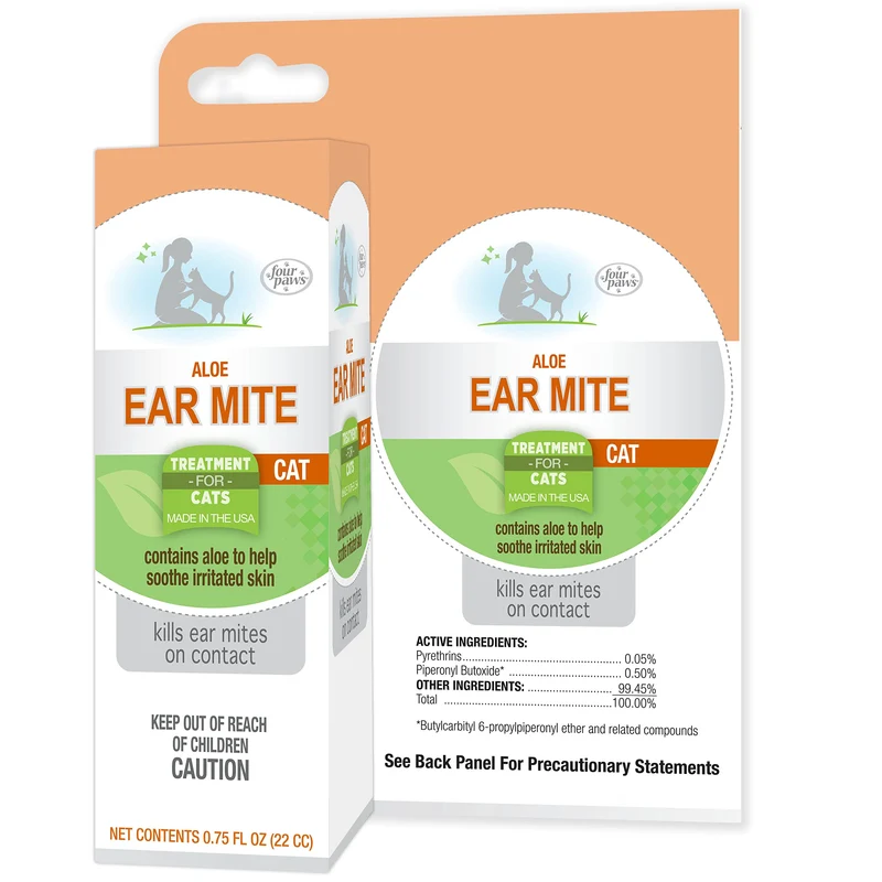 Four Paws Healthy Promise Gouttes mites d'oreille pour chats — Aloe apaisant, 0,75 fl oz