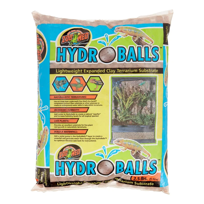 Zoo Med HydroBalls 2,5 lb – Substrat en argile expansée pour terrariums, humidité naturelle et filtration