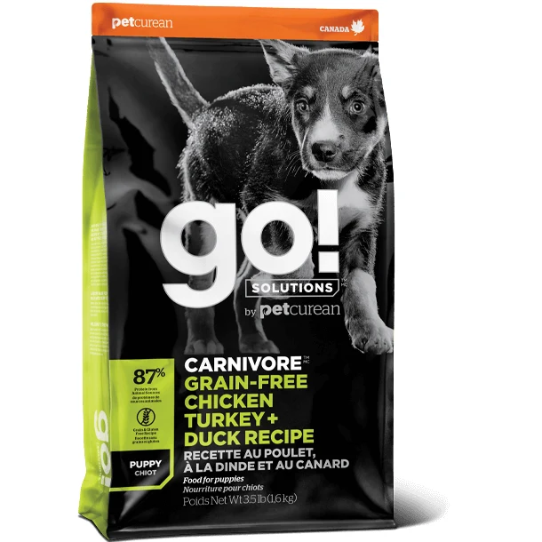 Go! Solutions Carnivore - Grain-Free Chicken, Turkey + Duck Puppy Food (3.5lb, 22lb)