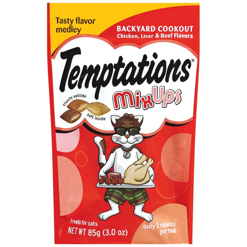 Whiskas Temptations Barbecue dans le jardin – Friandises pour chat, sachet de 85 g, lot de 12