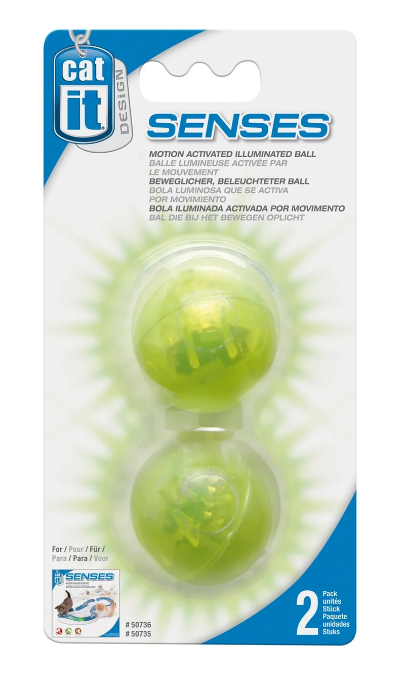 Catit Design Senses Boule lumineuse – Pack de 2, boule à détection de mouvement