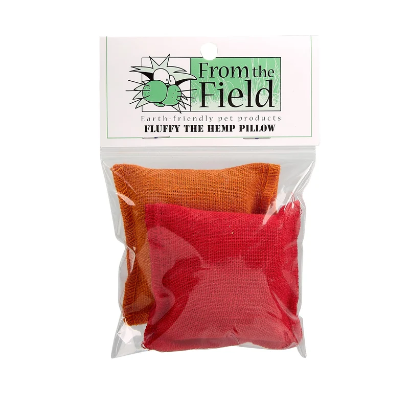 From The Field | Pack de 2 Peluches Oreiller en Chanvre et Cataire – Jouets Durables et Biologiques pour Chats – Fabriqué aux États‑Unis, Biodégradables, Tissu Chanvre Naturel pour un Jeu Sûr