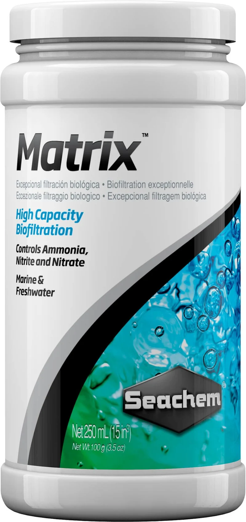 Seachem Matrix Bio Media 250 ml – Filtration biologique efficace pour aquariums d’eau douce, marine et récif