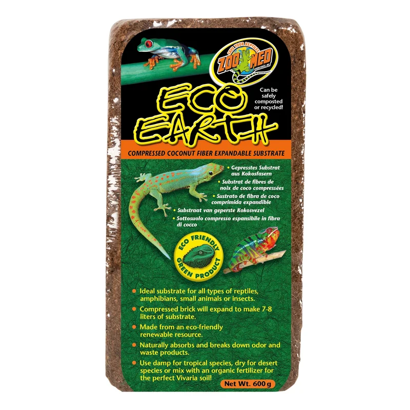 Zoo Med Eco Earth – Bloc coco compressé, 2 blocs, substrat naturel pour reptiles