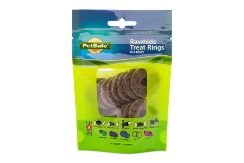 PetSafe Busy Buddy Anneaux Rawhide Naturels – Gout Beurre d'Arachide, Trois Sachets Refermables
