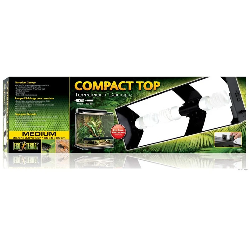 Exo Terra Compact Top Fluorescent Terrarium Canopy, Medium