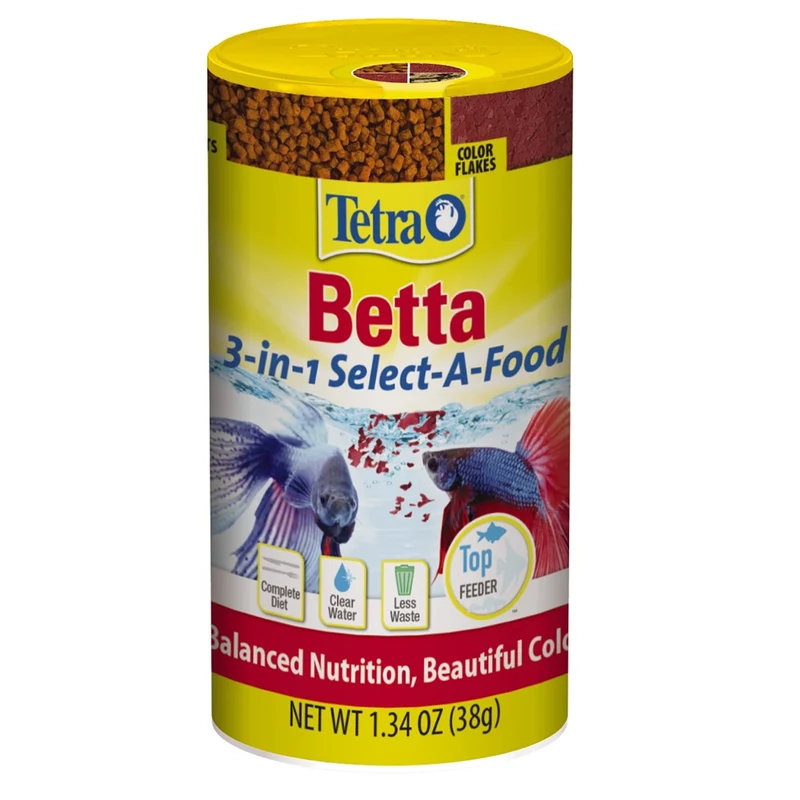 Tetra BettaMin Select-A-Food 3-en-1 – Flocons, Crevettes et Pellets pour Betta
