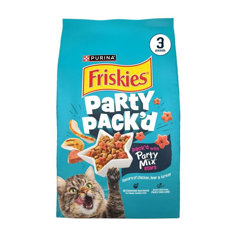 Friskies Party Pack’d – Croquant Poulet, Foie et Dinde – Sac 1,36 kg