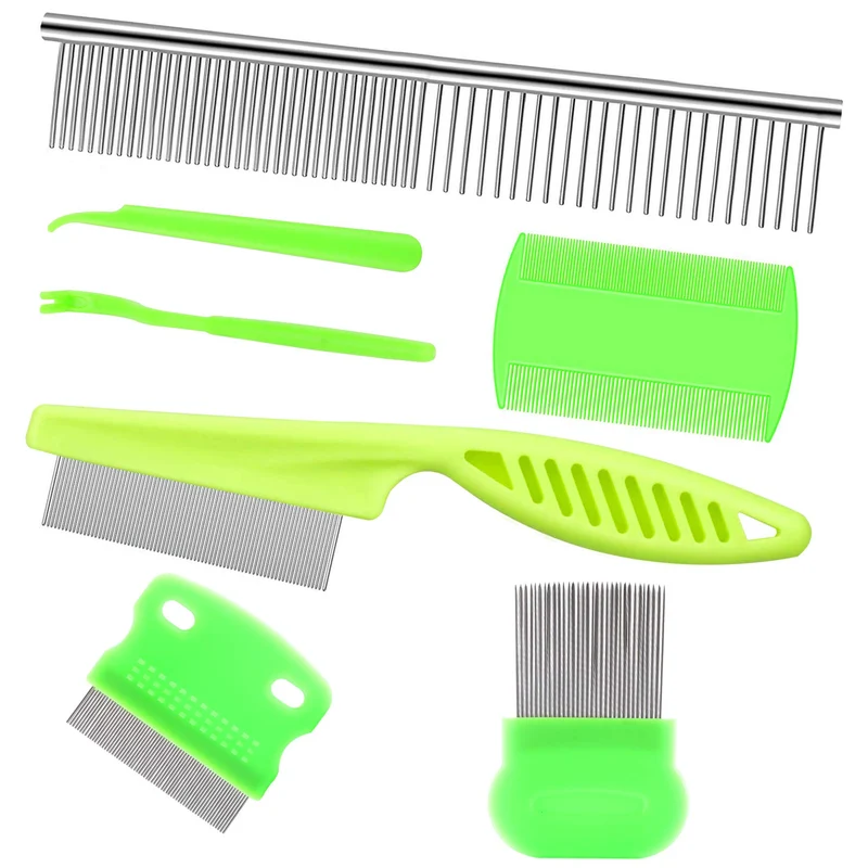 Lamoutor – Ensemble de 7 Peignes pour Animaux, Dents Fin en Acier Inoxydable