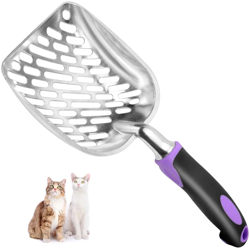 Apidgrowth Pelle à litière pour chat — Métallique, poignée longue, maillage efficace — Violet