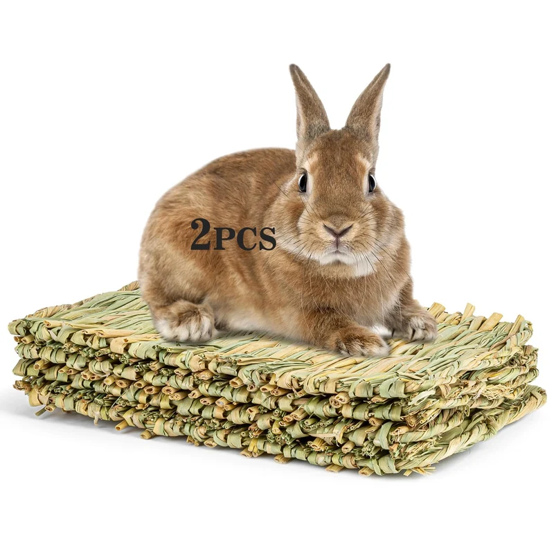 Sukh – Lot de 2 Tapis d'Herbe Naturelle pour Petits Animaux – Couchage et Jeux