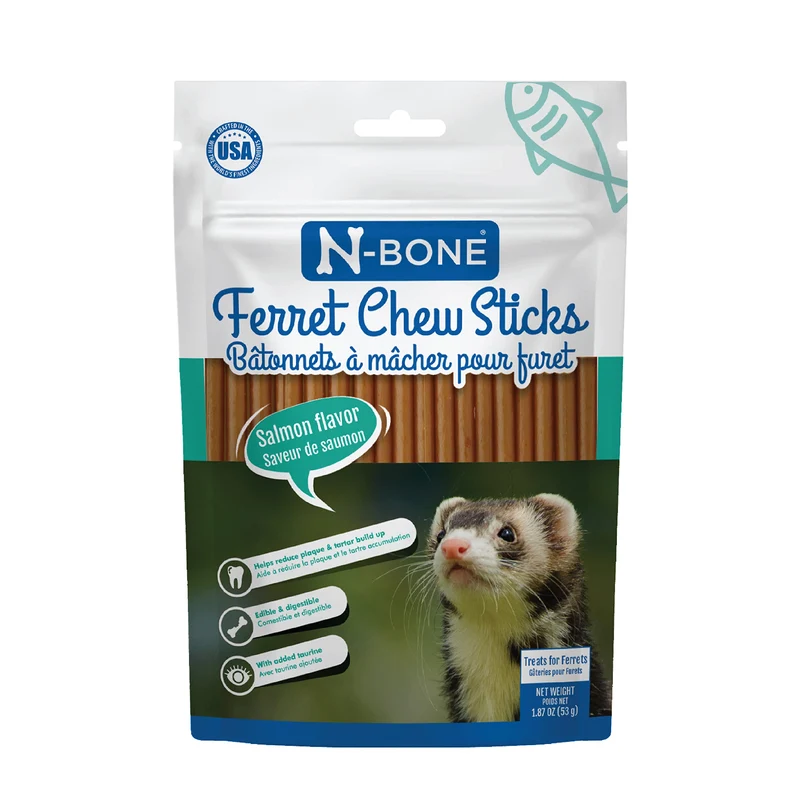 N-Bone Bâtonnets à Mâcher Furet Saveur Saumon – Dentition Saine, Texture Digestible, 53 g