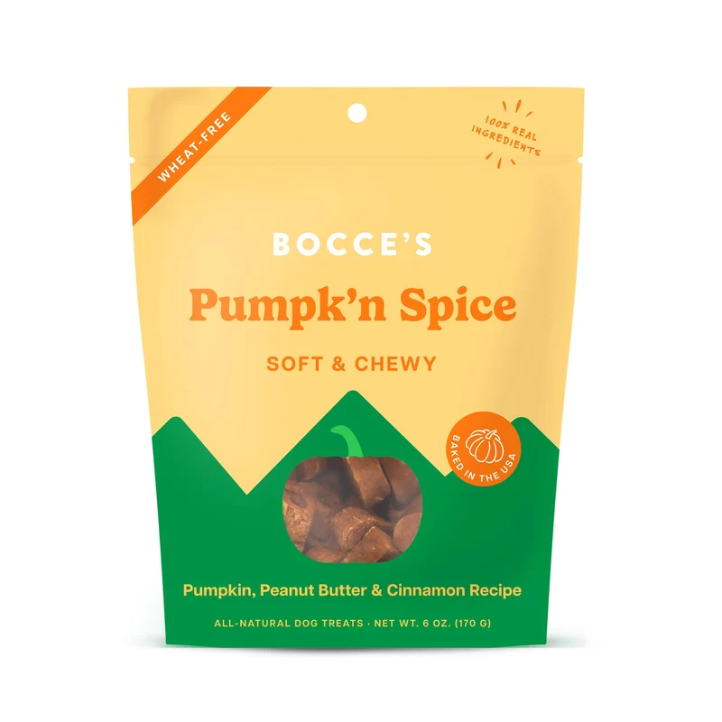 Bocce’s Bakery Pumpk’n Spice : Friandises sans blé pour Chiens – Citrouille, Beurre de cacahuète & Cannelle | 6 oz (170 g)