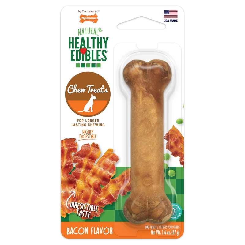 Friandises Nylabone Bacon pour Chiens — Os à Mastication Durable, Petit Format (1 unité)