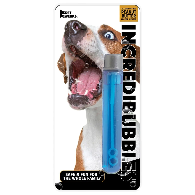 Pet Qwerks Incredibubbles – Bulles Alimentaires Longue Durée pour Chiens et Chats – Saveur Beurre de Cacahuète – 20 ml