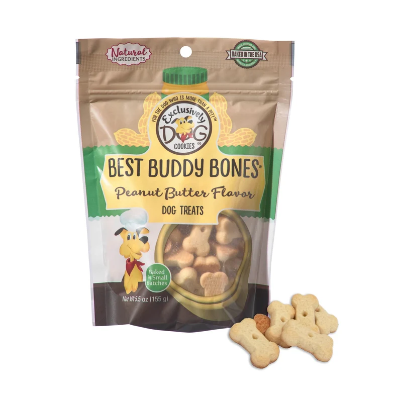 Exclusively Dog Best Buddy Bones – Friandises d'entraînement au beurre de cacahuète, naturelles, fabriquées aux États‑Unis, 5,5 oz
