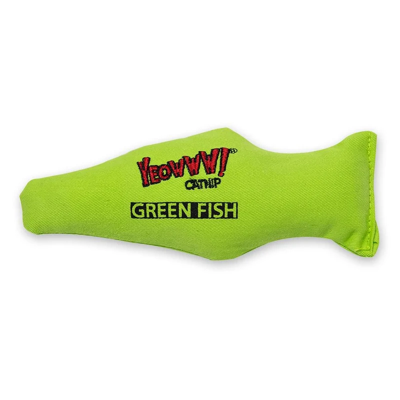 Yeowww! Poisson Vert au Herbe à Chat — Jouet pour Chat, Plus de 7 pouces, Fabriqué aux États‑Unis