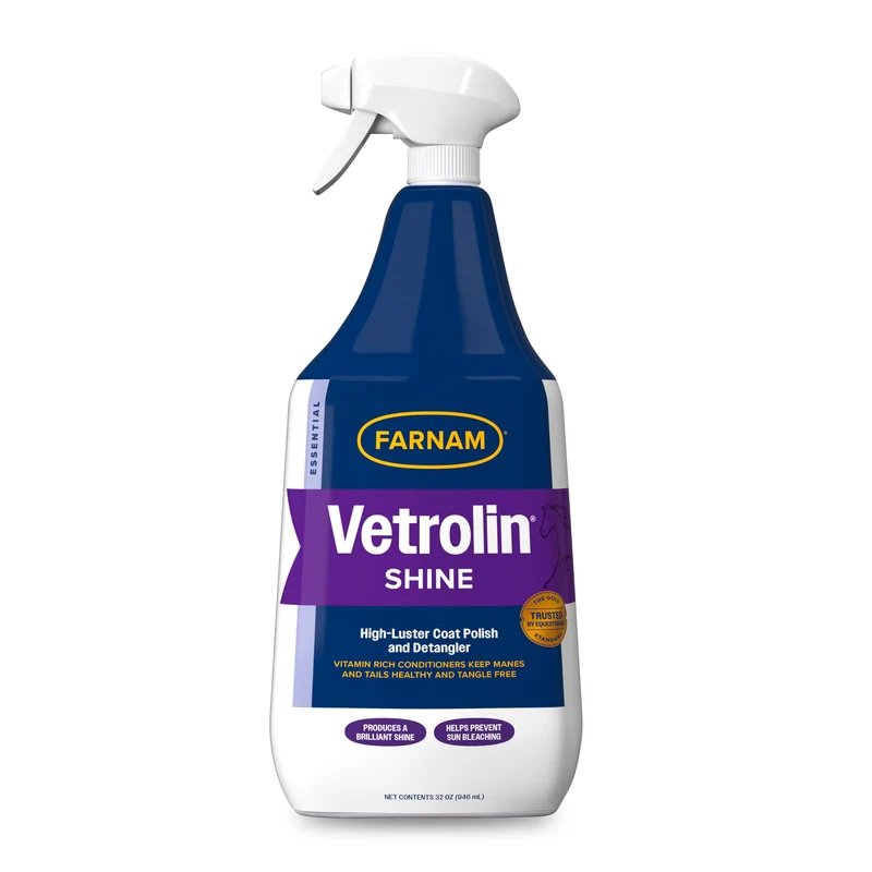 Farnam Vetrolin Shine – Brillance durable et démêlant pour chevaux et chiens | 32 oz