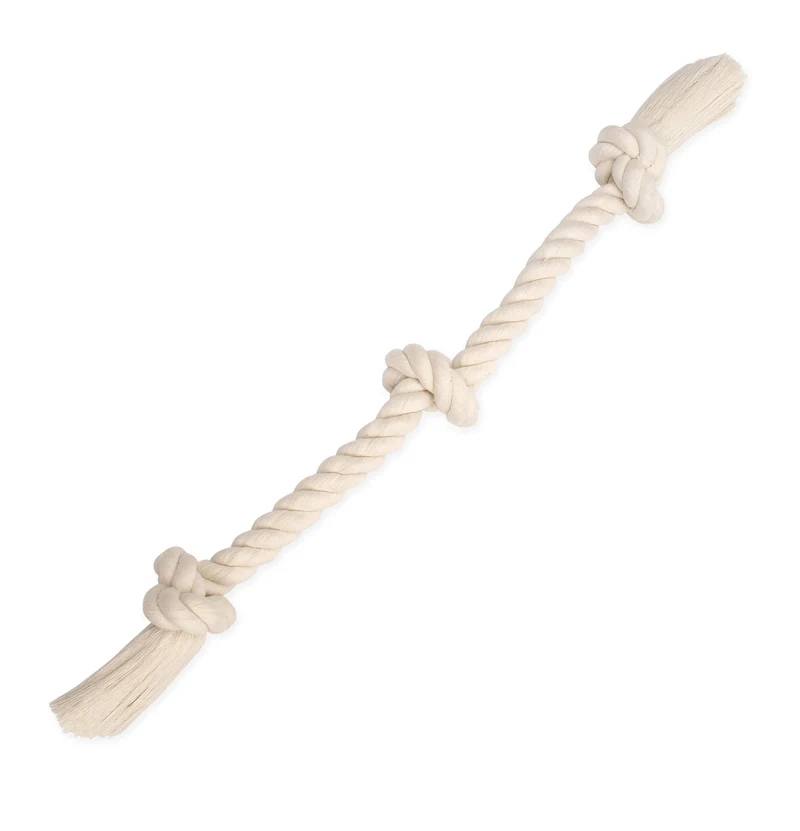 Flossy Chews Corde à 3 Noeuds en Coton Blanc — Grand 25 Pouces | Mammoth Pet Products