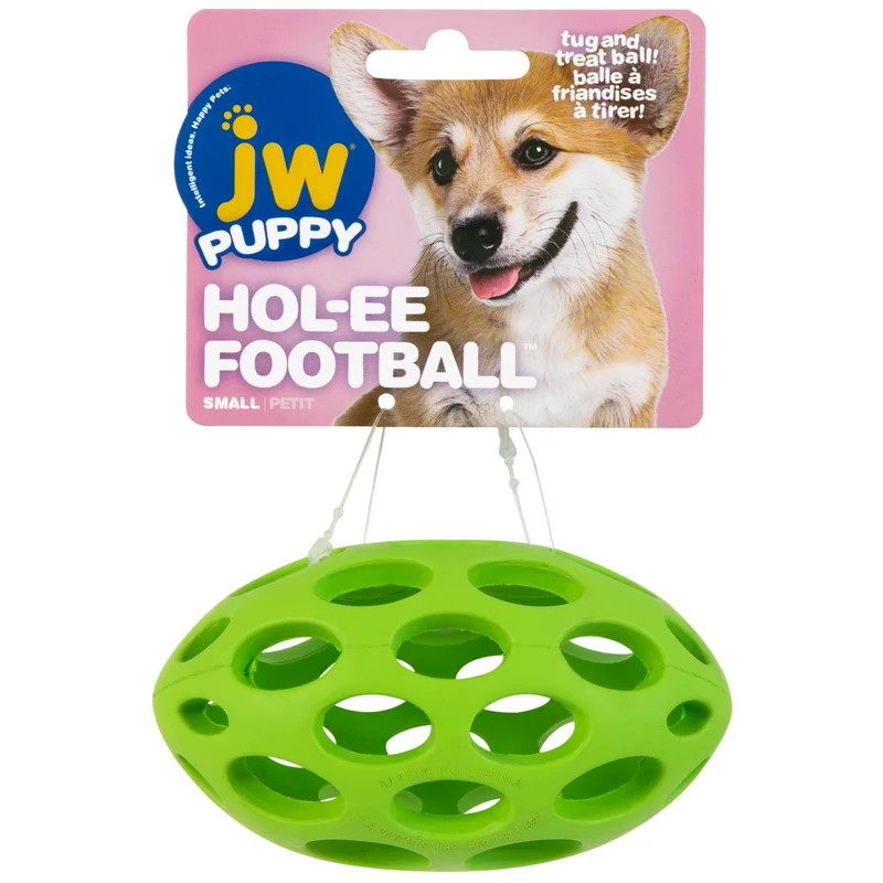 JW Pet Hol-ee Ball : Jouet Puzzle en Caoutchouc Naturel, Petit (5 pouces) – Couleurs Variées