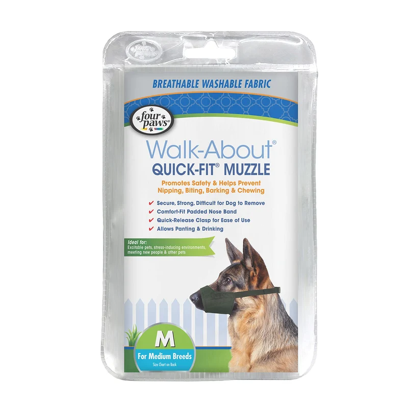 Four Paws Walk-About Museau réglable moyen – Lavable et respirant, noir