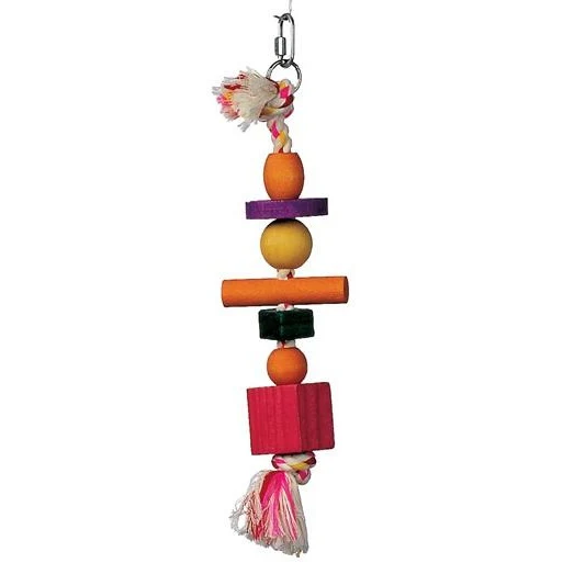 Living World Junglewood Bird Toy, Rope with 3 beads, 2 blocks, 1 cylinder & 1 peg with hanging clip