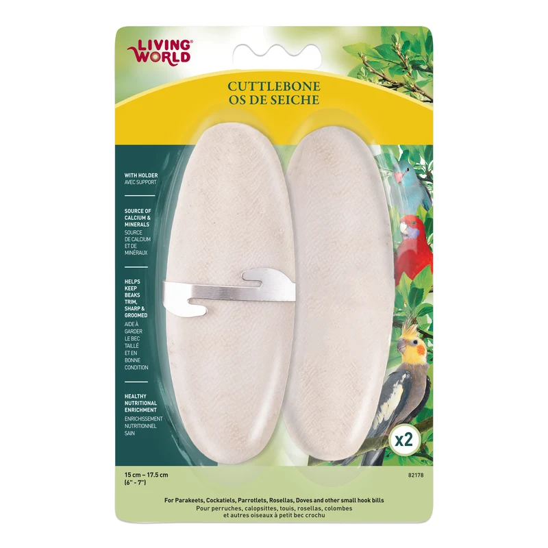Living World Cuttlebone with Holder Large - 15 - 18 cm (6" - 7") Twinpack