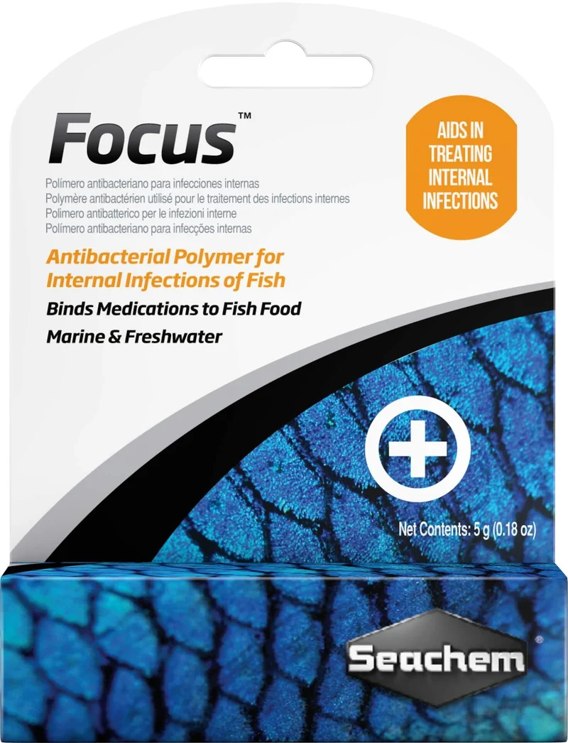 Seachem Focus 5 g – Polymère antibactérien pour infections internes chez les poissons