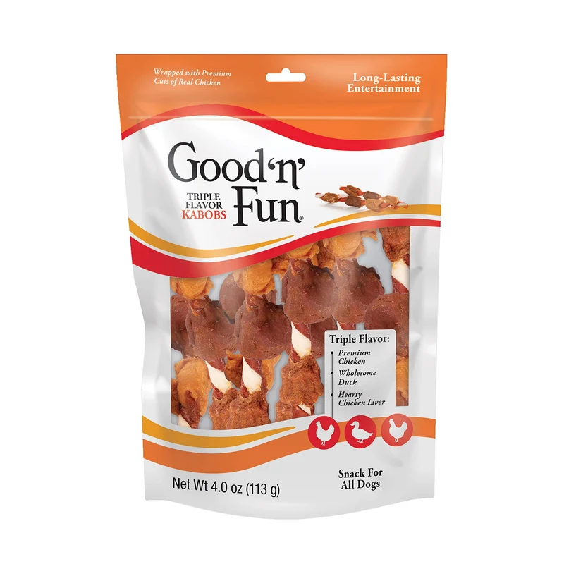 Good'N'Fun Kabobs Triple Saveurs – Friandises à Mâcher pour Chiens