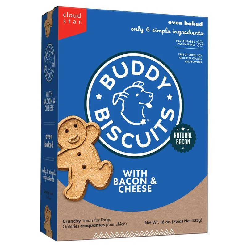 Buddy Biscuits 16 oz : Friandises croquantes bacon et fromage pour chiens | Fabriqué aux États-Unis
