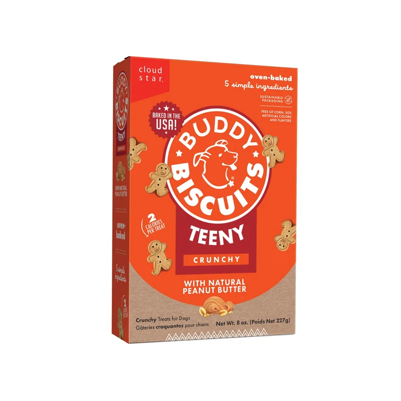 Buddy Biscuits, Boîte 8oz – Friandises Teeny Croquantes au Beurre de Cacahuète Naturel