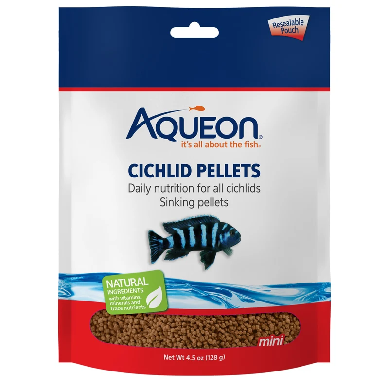 Aqueon Cichlid Food Mini – Granulés Premium 4,5 oz (1,5 mm) pour Cichlids