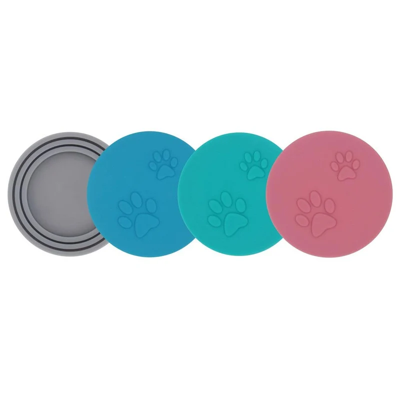 SLSON – Lot de 4 Couvercles Universels en Silicone pour boîtes de nourriture pour chats et chiens (3 tailles)