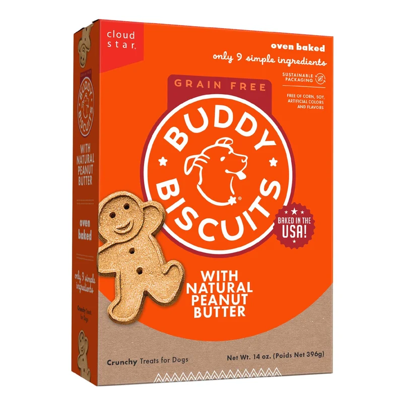 Cloud Star Buddy Biscuits – Friandises sans céréales croustillantes au beurre de cacahuète naturel (14 oz)
