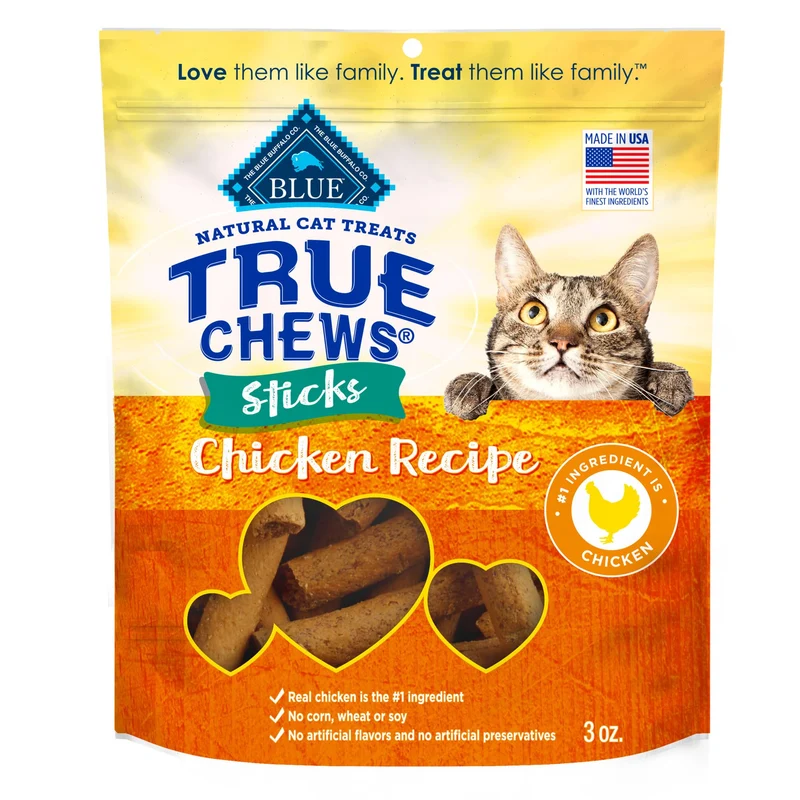Blue Buffalo True Chews Sticks pour Chat — Friandises naturelles au poulet, 3 oz, fabriqué aux États‑Unis