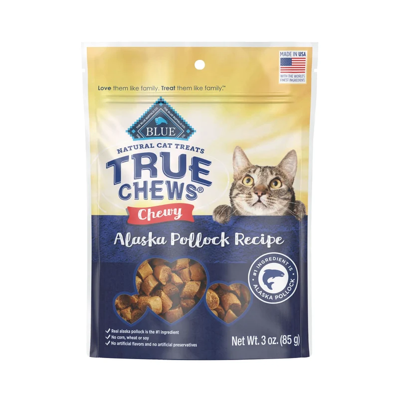 Blue Buffalo True Chews Friandises Molles Naturelles pour Chat – Recette Hareng d'Alaska – Fabriqué aux États‑Unis – Sachet Refermable 85 g