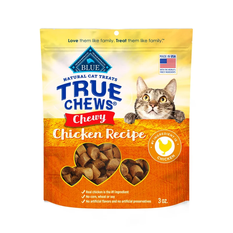 Blue Buffalo True Chews friandises molles naturelles pour chats – Saveur poulet, fabriqué aux États-Unis, sachet refermable 85 g