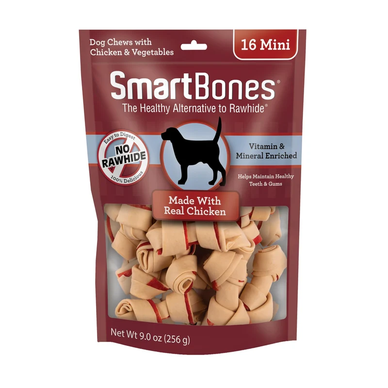 SmartBones Mini Os au Poulet – 16 Pièces Sans Cuir pour Chiens