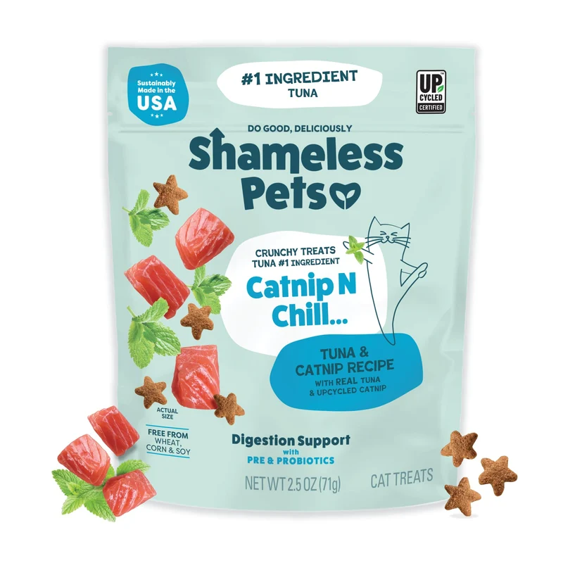 Shameless Pets Friandises Croquantes pour Chats — Catnip, Soutien Digestif, Ingrédients Réels, Naturelles & Saines — Fintastic Catnip, 1 Sachet