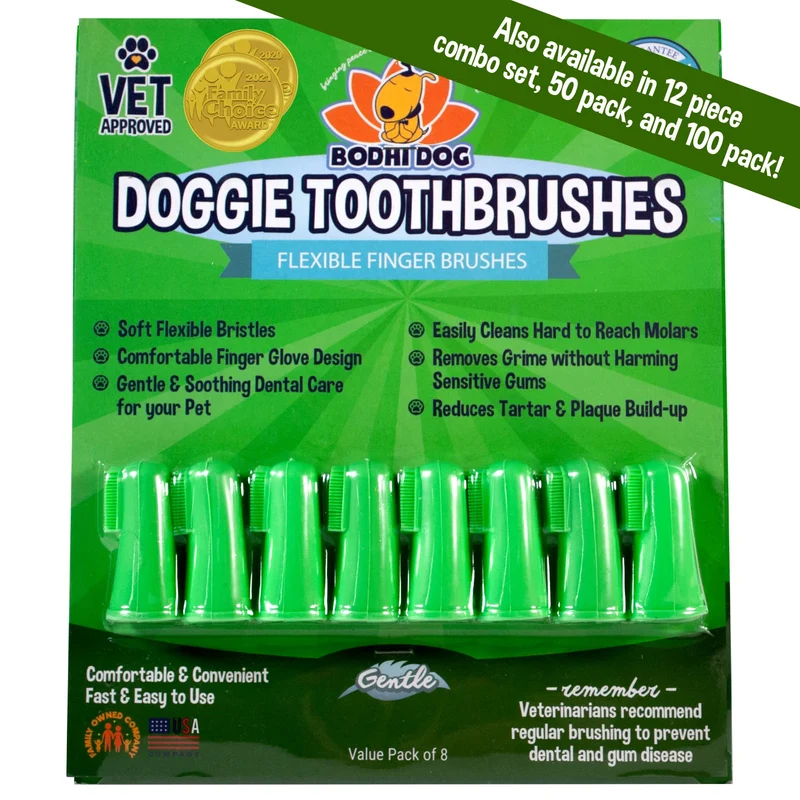 Bodhi Dog Doigt-Brosse Dentaire pour Chiens et Chats – Doux, Flexible, 8 Pièces