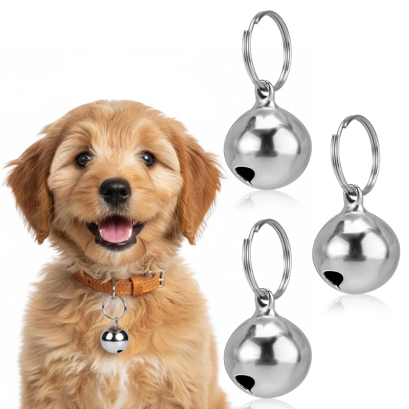 Larrel Cloche pour Collier – Lot de 3 Cloches en Cuivre Argenté pour Chiens et Chats