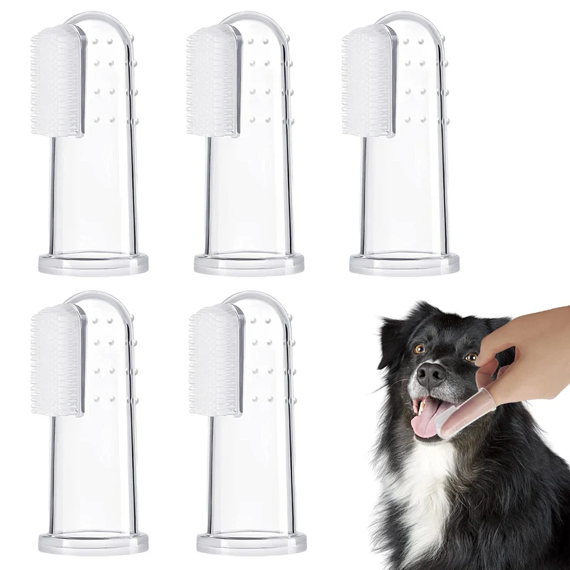 BLMHTWO Kit de brossage dentaire 5 pièces en silicone pour chiens et chats