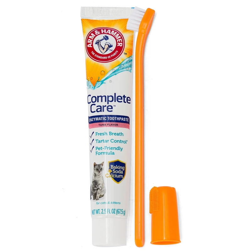 Arm & Hammer Kit Dentaire Complet pour Chien – Dentifrice enzymatique goût thon, 75 ml, brosse et doigt-brosse