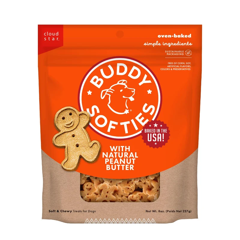 Buddy Biscuits Softies – Friandises canines moelleuses au beurre de cacahuète naturel, sachet 8 oz, fabriqué aux États‑Unis