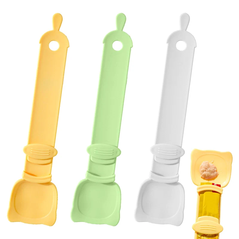 Arvintas – Ensemble de 3 Cuillères d’Alimentation en Bandes pour Chats, Bouton Ergonomique