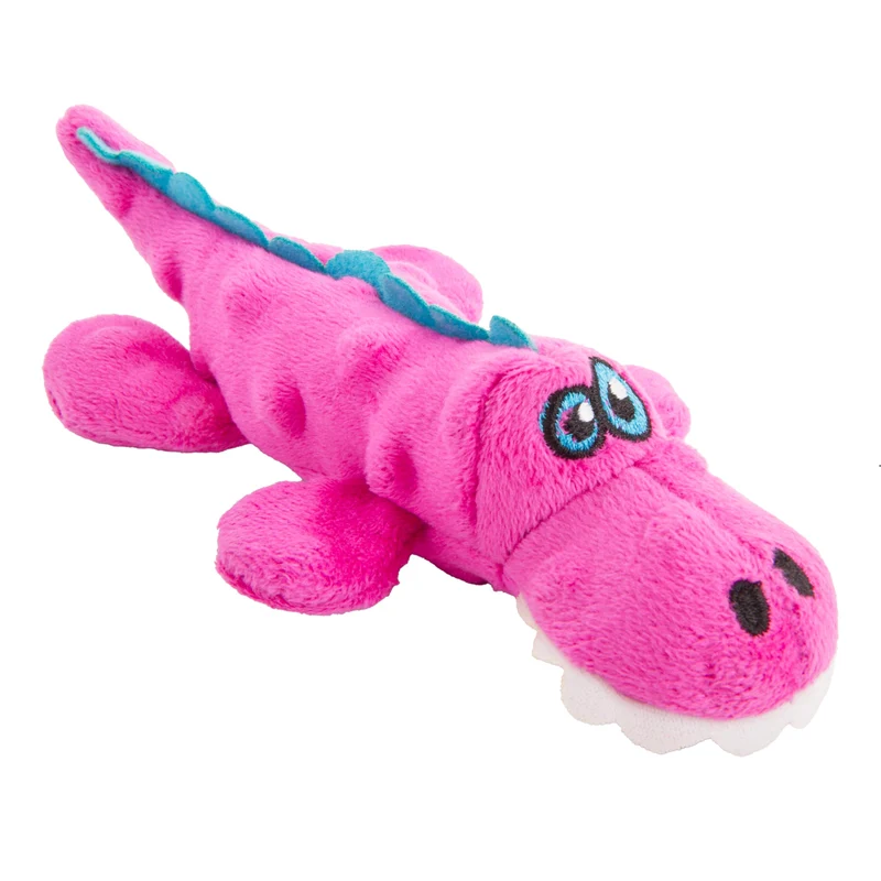 goDog Juste Pour Moi Gators – Jouet en peluche rose avec sifflet et technologie Chew Guard – Mini