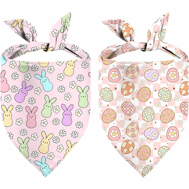 Bandanas de Pâques pour chiens et chats – Lot de 2 ajustables | QIRUIMI