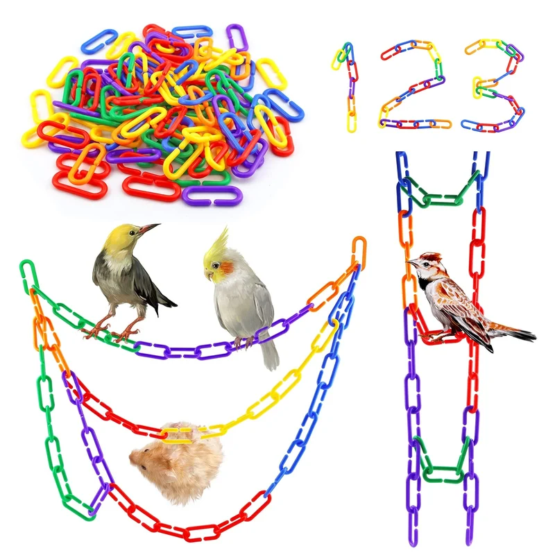 JIALEEY 100PCS – Chaînes et crochets plastiques colorés pour enfants et animaux