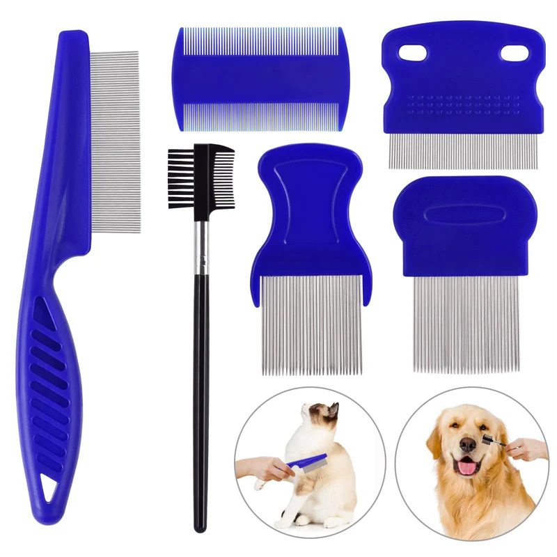 CAPHONT – Ensemble de 6 Peignes pour Chiens et Chats | Dents Arrondies, Double-face et Démêlant